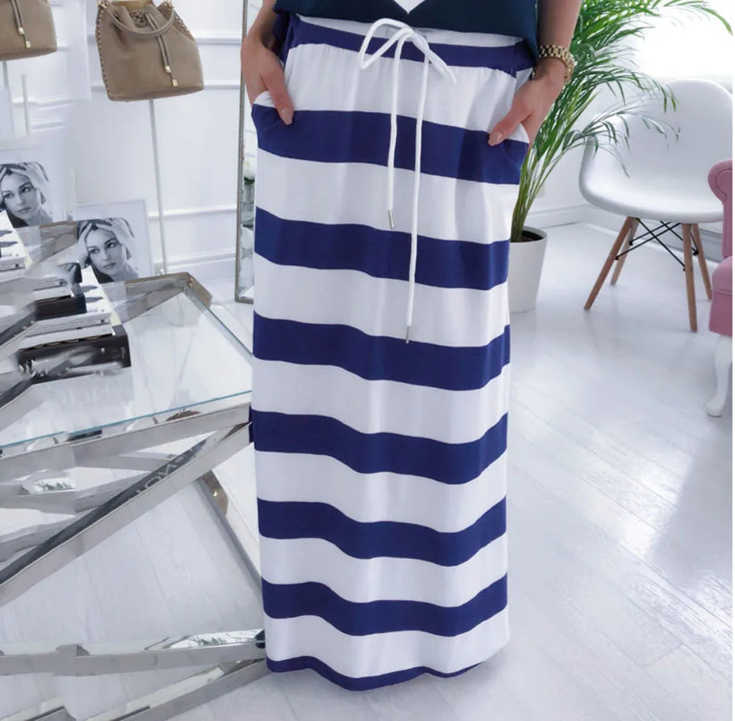 Vrouwen Ретро Zomer Gestreepte Hoge Tail EEN-Vormige Rok Halve Lengte Rok Vrouwen Jurk Zomer Tide Sexy En Club