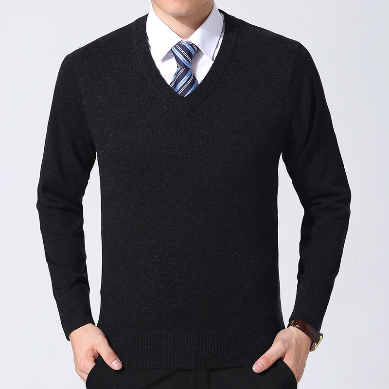 2019 autumn new wool sweater men's sweater long sleeve v-neck solid color urban wild thick warm long-sleeved men's pullover 2019 autumn new wool sweater men's sweater long sleeve v-neck solid color urban wild thick warm long-sleeved men's pullover