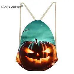 ELVISWORDS Хэллоуин трюк или лечение 3D печать рюкзак комплект карман конфеты подарок сумка для хранения на шнурке Держатель Рюкзак bolso
