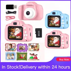 Mini appareil photo numérique rose pour enfants, 32G, 1080P, Projection vidéo, jouets éducatifs, cadeaux d'anniversaire et de noël 