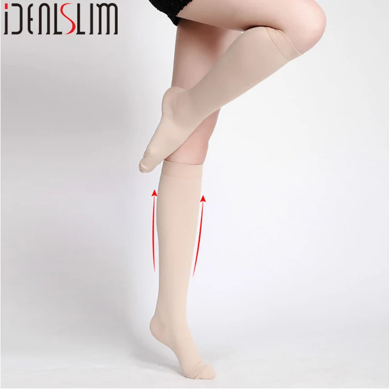 IDEALSLIM медицинские компрессионные носки Высокие гольфы женские поддержка икр для варикозного расширения вен