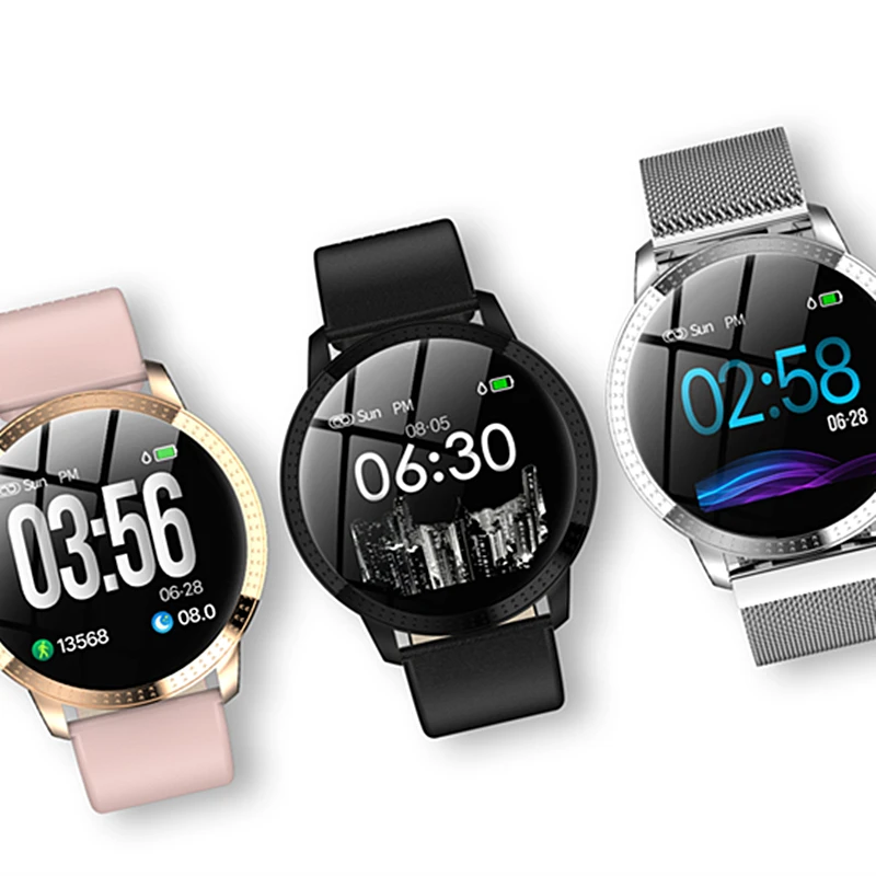 SCELTECH Women Smart Watch IPS Screen Waterproof Blood Pressure Monitoring Metal Starp Multi Sport Modes CF18 SmartWatch