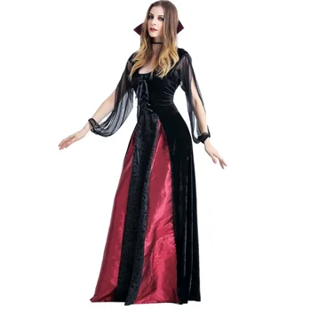 

Women Sexy Lace Dress Large Size Halloween Ghost Festival Devil Cosplay Plays Vampire Maxi Dress 2019 New