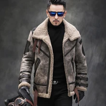Толстая Шуба из овчины, мужская зимняя куртка из натуральной овчины, черная Теплая мужская меховая верхняя одежда, большой размер