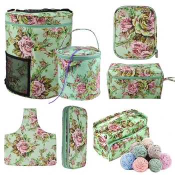 

Yarn Storage Bag Zip Closure Floral Knitting Bag for Yarn Skeins Crochet Hooks Hooks Knitting Needles Sewing Supplies