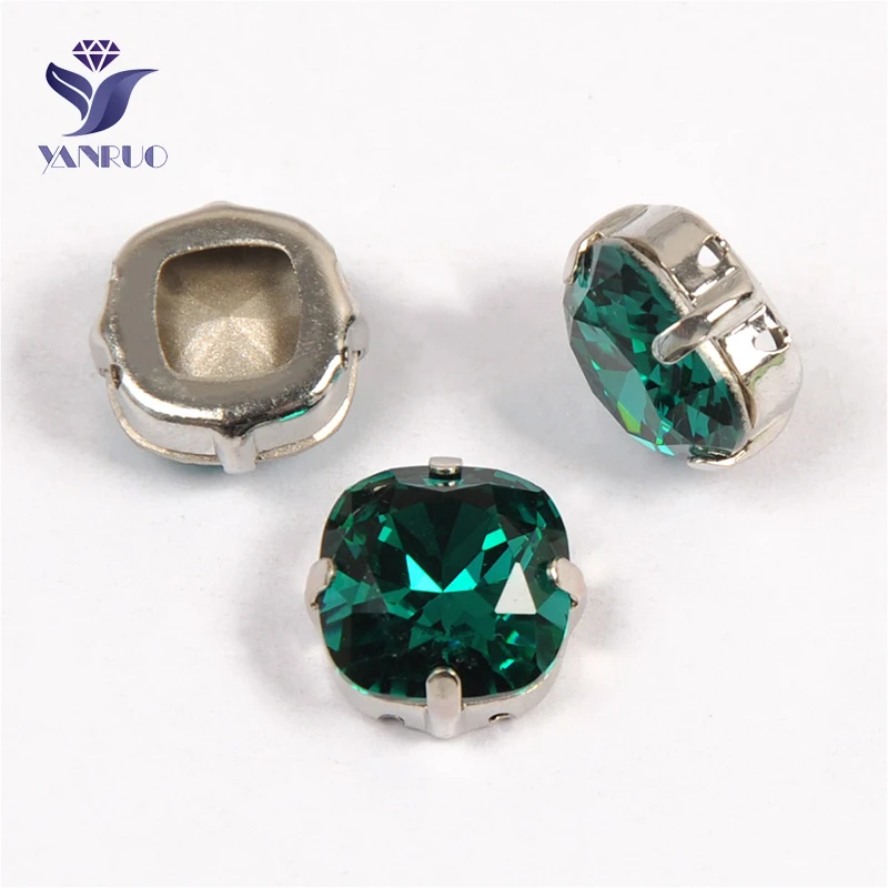 YANRUO 4470 All Sizes Blue Zircon Cushion Cut Fancy Stones Point Back Strass Glass Crystal Sewn Rhinestones For Needlework | Дом и сад