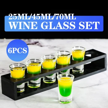 Mini vasos de cristal para Whisky con 6 orificios, Copas de cristal para licor de Vodka + portavasos de 6 orificios, soporte para copas de Tequila, 6 uds.