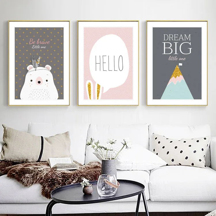 Нордическая мультяшная милая детская декоративная картина для девочек