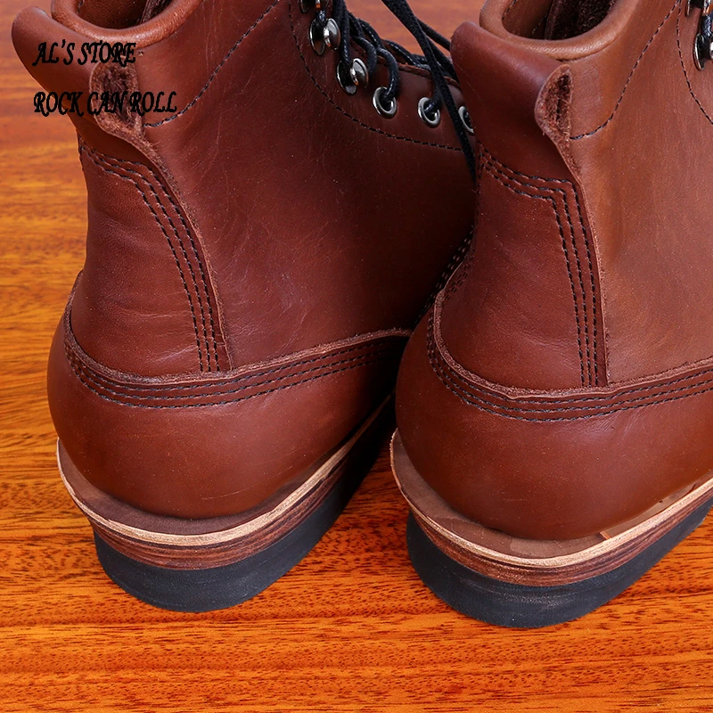 Mens leather boots XW400 RockCanRoll Handmade Goodyear Welted Durable Italian Cowhide Boot Size 35-52