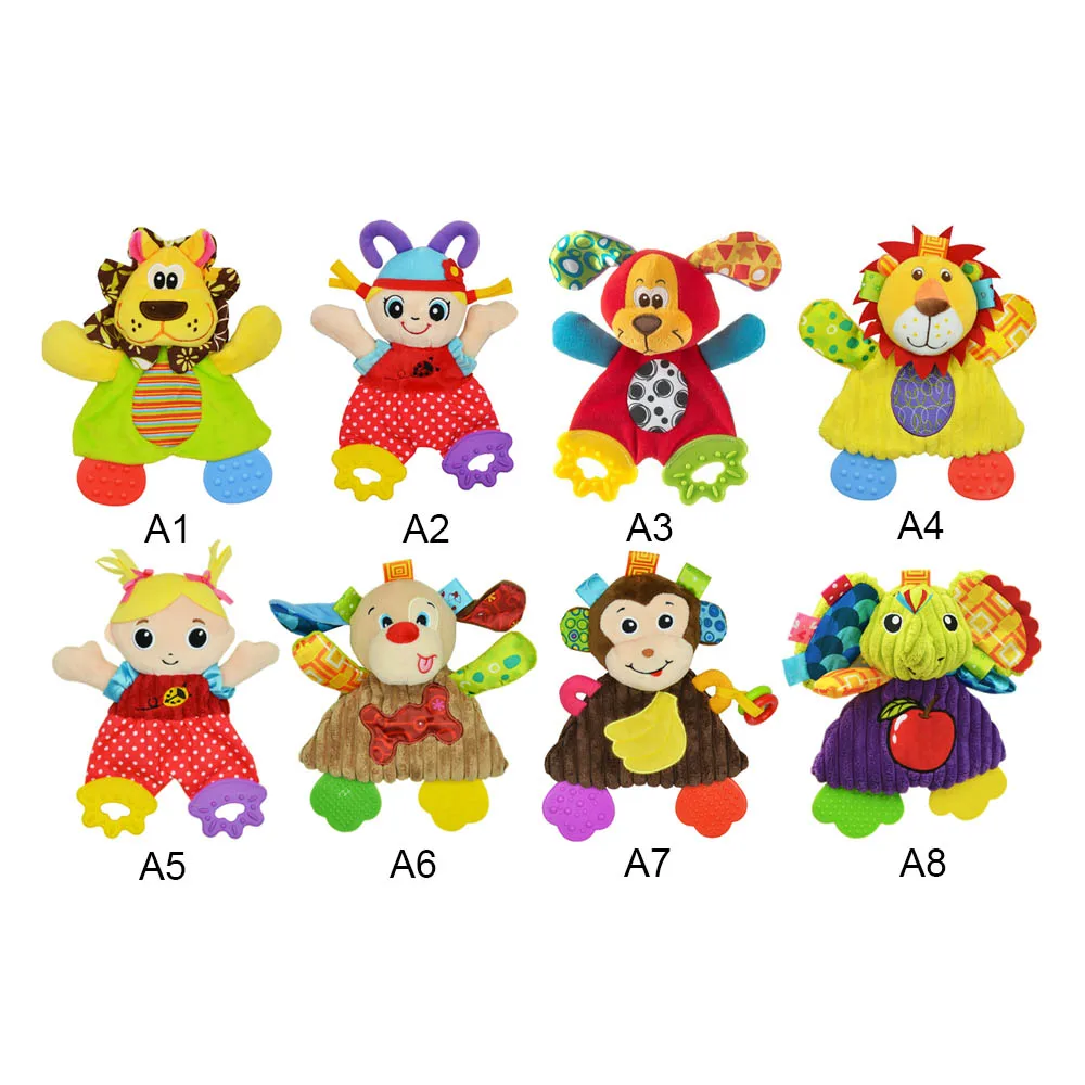 Newborn Baby Cute Playmate Plush Cartoon Doll Toys Kids Animals Hand Bells Rattles Toy Baby Teether Kids Teething Toys For Baby