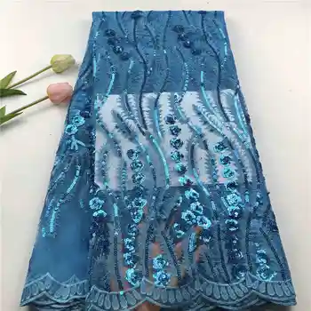 

hot sales 2019Nigerian sequins lace fabric high quality New african tulle lace Sequins fabric for Evening Dresses Win652e