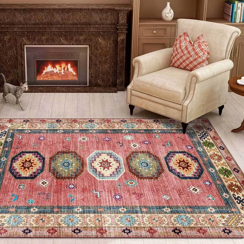 Bubble Kiss Ethnic Style Turkish Pattern Design Pink Rugs Home Non-Slip Customized Carpets for Bedroom Popular Soft Floor Mats 3