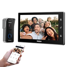 Tmezon-interfone com sistema de vídeo ip smart, campainha, sem fio, wi-fi, tela touch, monitor de 1x720p, câmera telefone de porta com fio