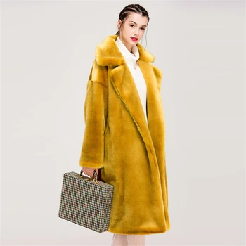 

2020 Autumn New Long Faux Fur Coat Women Fashion Faux Rabbit Fur Coat Thick Warm Outerwear Loose Overcoat Woman Winter Jackets