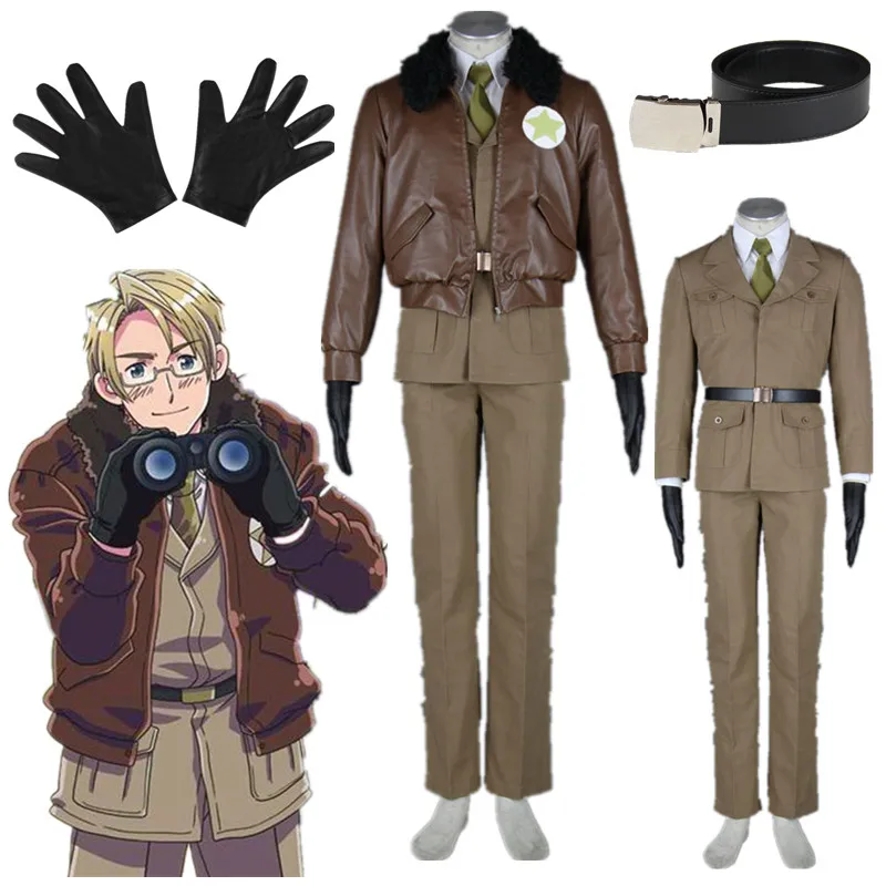 Аниме Косплей Axis Powers Hetalia американская коричневая Униформа Хэллоуин Костюм