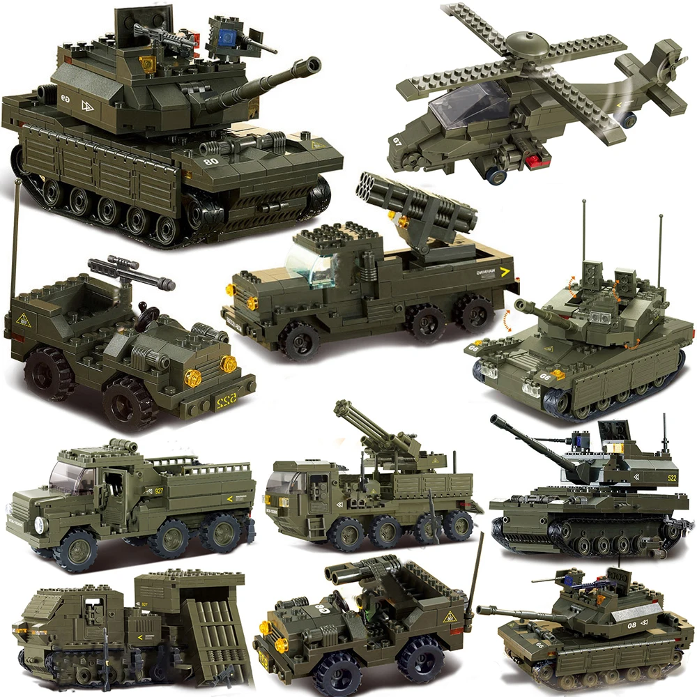 Sluban совместимый военный автомобиль джип танки вооруженный грузовик армия