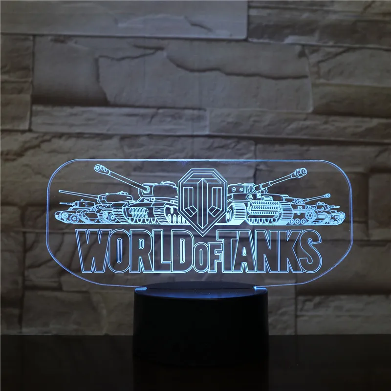 World Tank Car 3D ночник Иллюзия 3D лампа светодиодный 7 цветов changingTouch Настольная лампа для детского подарка на день рождения 1844