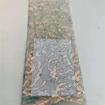 

African Gradient Circle Sequin Lace Fabric 2020 Hot Sale Nigeria Wedding Dress High Quality Tulle French Mesh Lace