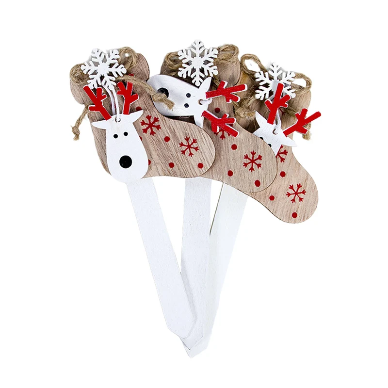 Christmas Baking Decorations Christmas Birthday Cake Card Wooden Ornament With A Snowy Elk Head Christmas Gift - Цвет: B