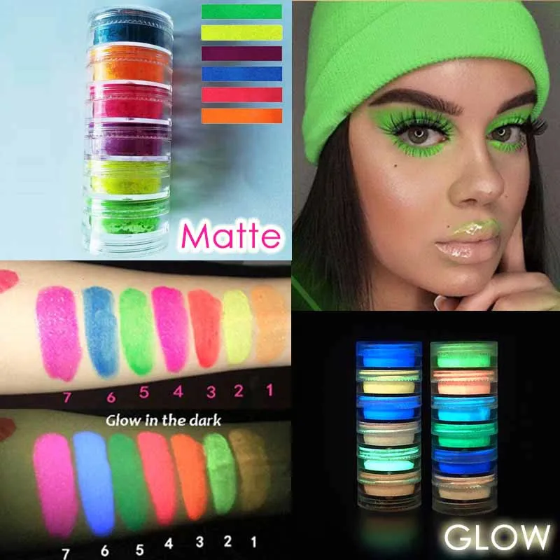 

1PC Makeup Fluorescent Neon Pigment Eye Shadow Makeup Palette Glow In Dark Eye Shadow Glitter Eyeshadow Cosmetics