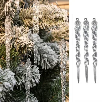 

Hot 12pcs Simulation Ice Christmas Tree Hanging Decoration Fake Icicle Prop For Winter Frozen Party Xmas Tree Hanging Ornament