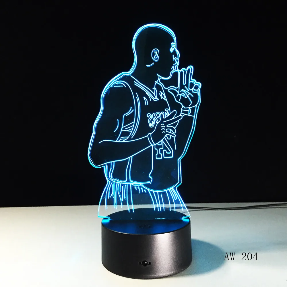 3D Baskereball плеер Кобе 7 цветов меняющее гнездо оригинальная Ночная подсветка офисное освещение друзья дети подарок на день рождения AW-204