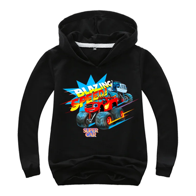 Монстр машина Blaze Car одежда детская одежда детские толстовки с капюшоном для мальчиков и девочек пальто для мальчиков детские толстовки с героями мультфильмов - Цвет: Черный