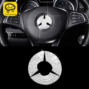

CarManGo For Mercedes Benz GLE W166 Coupe C292 2016-2018 Car Steering Wheel Logo Rhinestone Cover Trim Frame Sticker Accessories