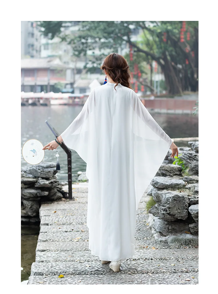 Spring And Autumn New Style Chinese-style Zen Service Improved Cheongsam Dress Literature And Art Tea Service Elegant Fairy