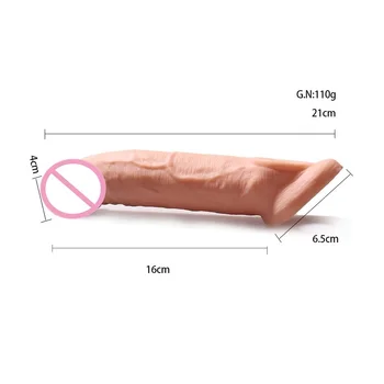 21cm Thicken Condom Big Penis Extender Sleeve High Elasticity Cock Ring Delay Ejaculation Intimate Goods Sex Toys For Men 5