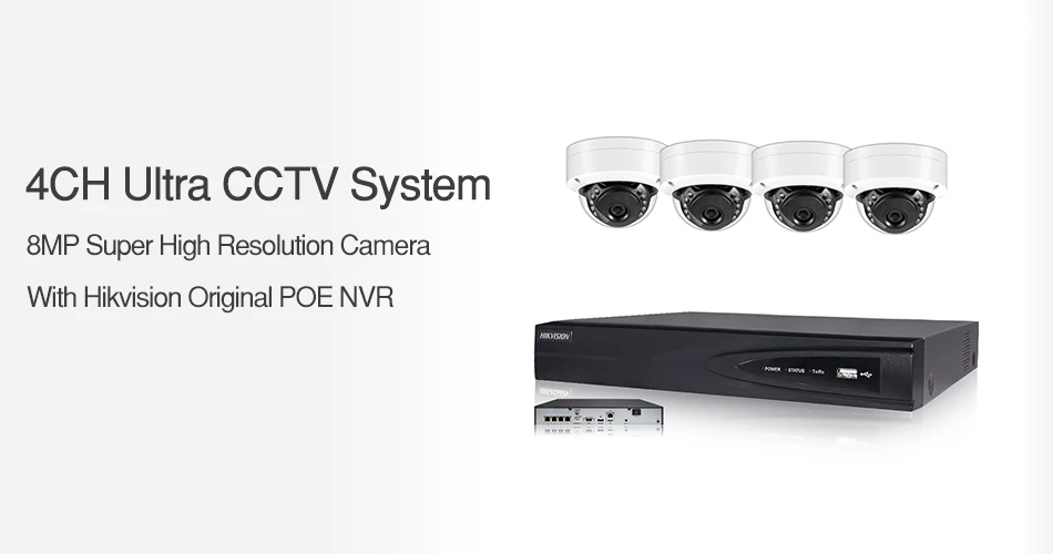 4CH CCTV системы 4 шт. ультра 4MP CCTV камера видеонаблюдения с питание по сети еthernet с Hikvision 4 POE NVR DS-7604NI-K1/4 P DIY комплекты видеонаблюдения