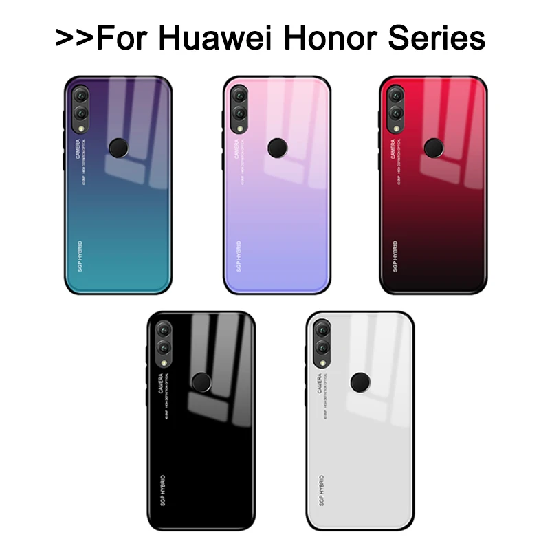 Градиентный чехол из закаленного стекла для huawei Honor 20 pro 10 9 8 lite светильник 8x чехол s бампер задняя крышка оболочка на honer 10lite 9lite