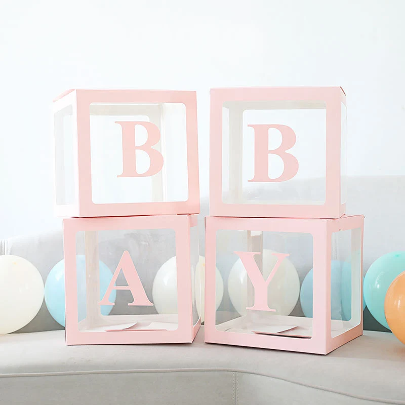 Baby Shower мальчик девочка прозрачная коробка украшение душевой кабины ребенка крещение рождение вечерние Декор картон детский душ Gif