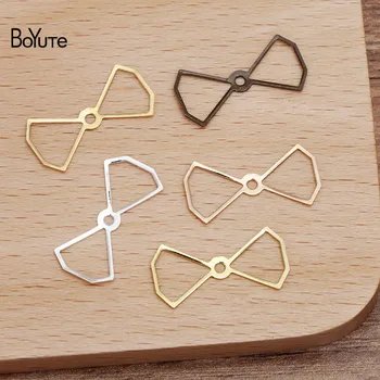 

BoYuTe (100 Pieces/Lot) 11*22MM Filigree Metal Stamping Plate Bowknot Diy Hand Made Jewelry Findings Components