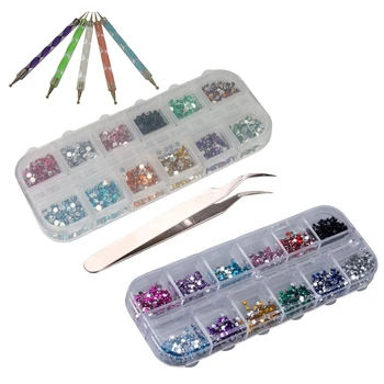 

9000 Pcs 2Mm Rhinestone Round Gems for Nail Art - 12 Colours + Picker Tool, 3000 Pcs A & 6000 Pcs B