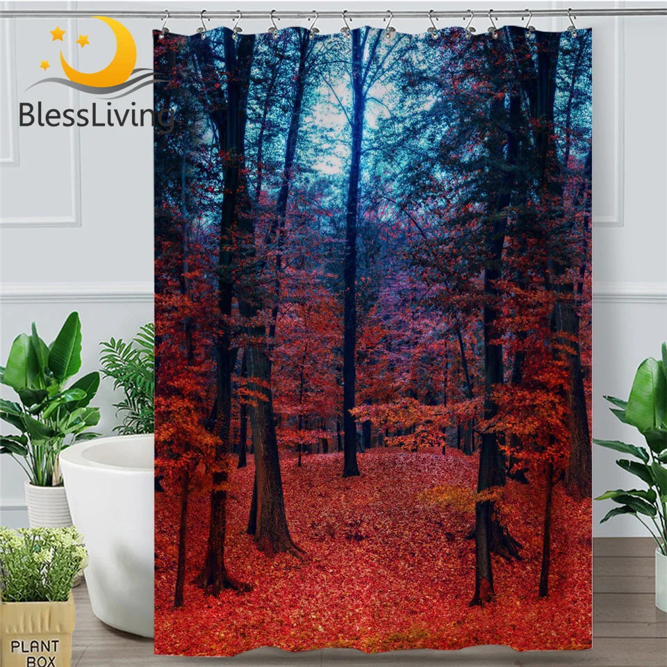 Blesslive кленовый лес, занавеска для душа, натуральный лесной лист, водонепроницаемая занавеска для ванной комнаты, деревенский осенний домашний декор 180x180