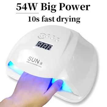 

UV Lamp For Manicure 54W LED Nail Dryer Lamp Sun Light Curing All Gel Polish Drying UV Gel Smart Timing Lamp for Nails Drying