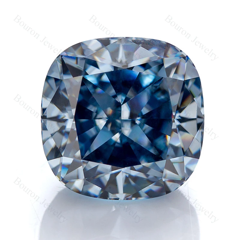 

Vivid Blue Color Moissanite Crushed Ice Cushion Loose Gemstone Jewelry Making