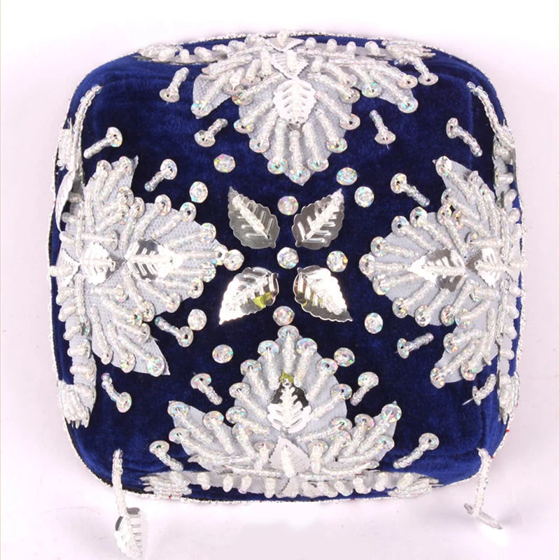 Xinjiang Uygur Hat Handmade Women Men Flat Cap Embroidered Chinese Ethnic Spring Arab Middle East Muslim Style Dance Hat