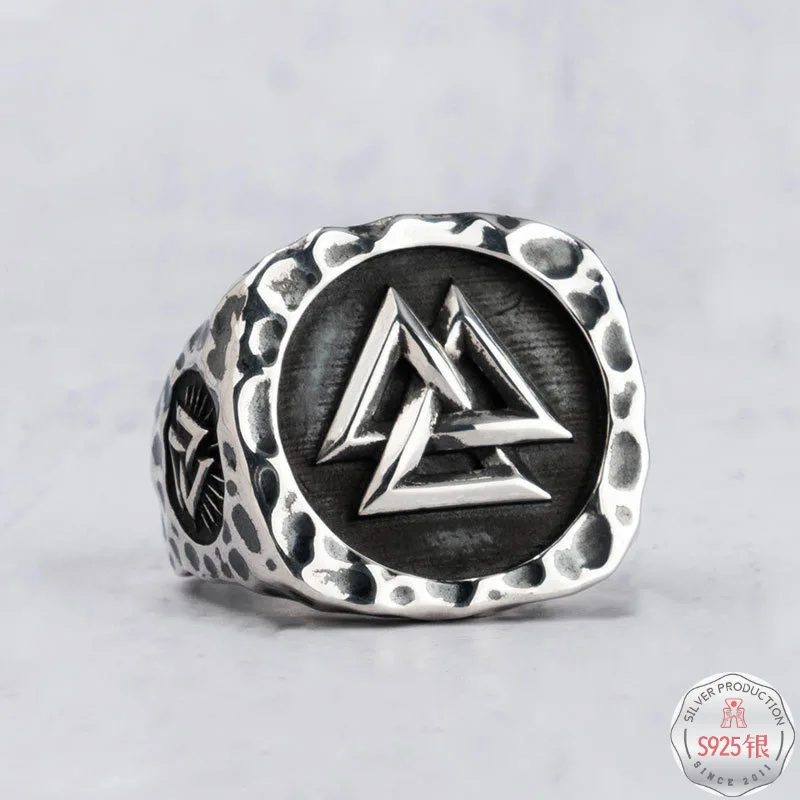 

New Products Hot Selling Nordic Viking Totem S925 Silver Ring Cool Men Thai Silver Ring Retro Accessories