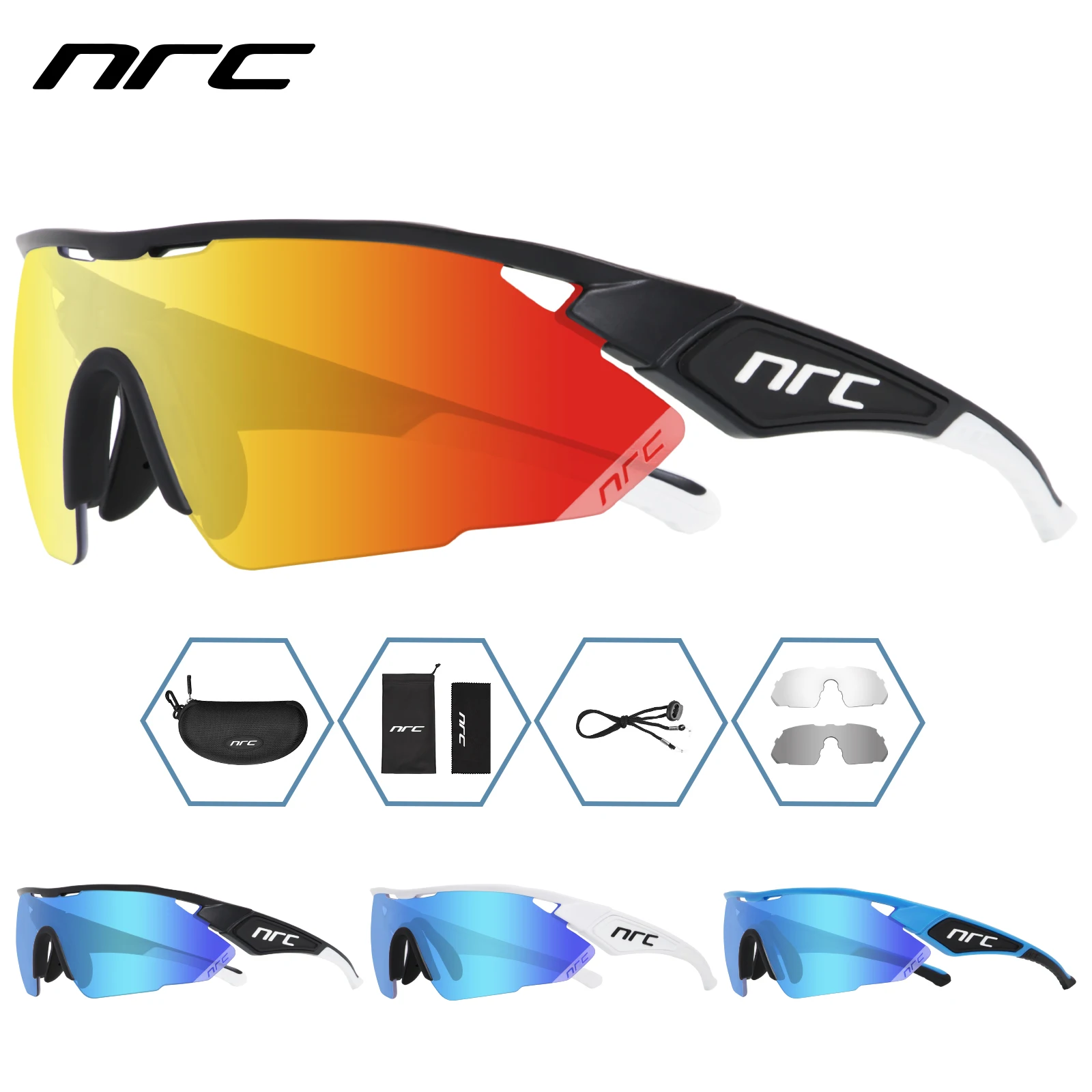 NRC Cycling Glasses 3Lens Mtb Road Bike Glasses UV400 Cycling