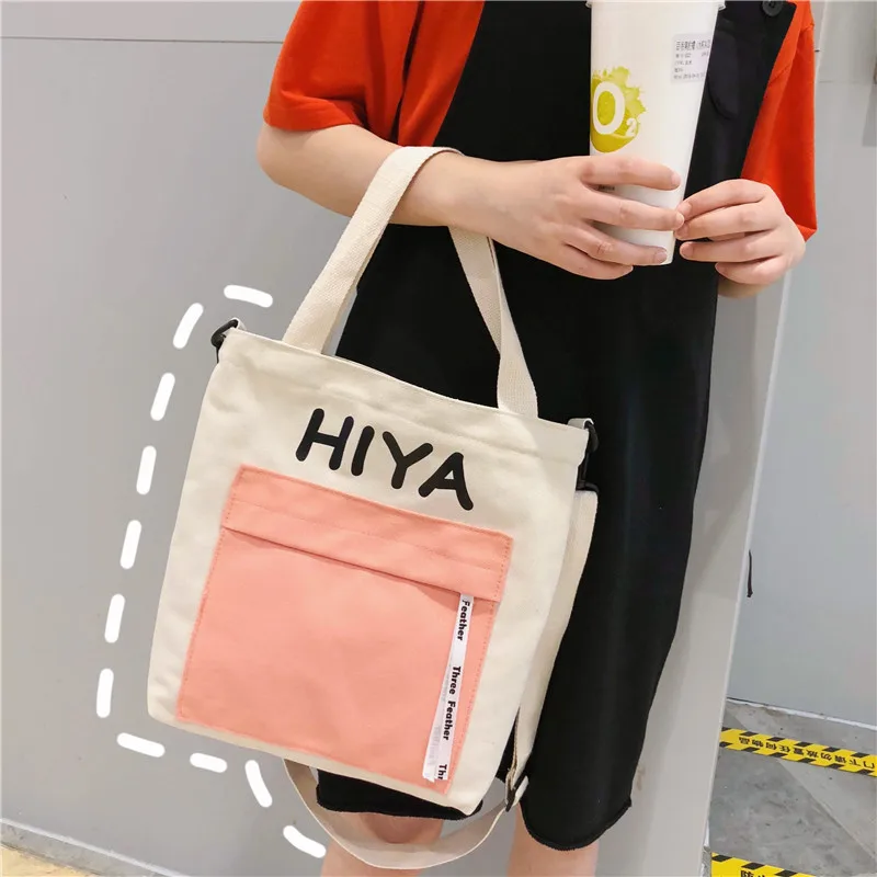 

New Style Japanese-style Retro Harajuku Lettered Oblique Bag College Style Soft Girl Canvas Bag Students Shoulder Bag