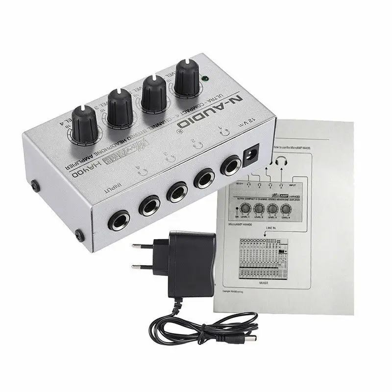 HA400 Ultra Compact 4CH Channel Amp Microamp Amplifier Headphone Audio Stereo