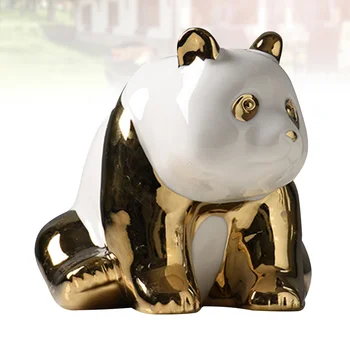

Home Crafts Panda Ceramic Crafts Fashion Desktop Decoration Table Ornament Golden (Squating)
