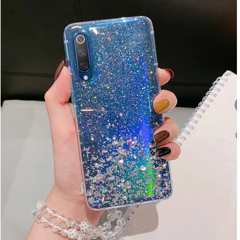 Чехол для Xiaomi Mi Note 10 Pro мягкий силиконовый Блестящий прозрачный защитный чехол