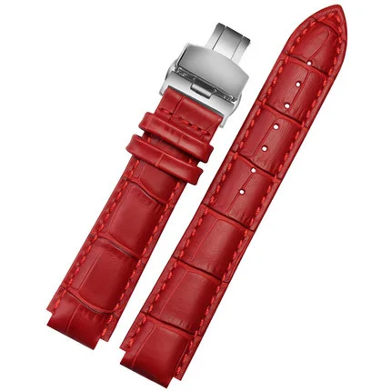 thumbnail image 1 of Correa de reloj de cuero genuino para Cartier Blue Balloon para hombres y mujeres, correa de reloj CONVEX con pasador o hebilla de mariposa, negra y roja, 16, 18, 20 y 22 mm, 1 of 5