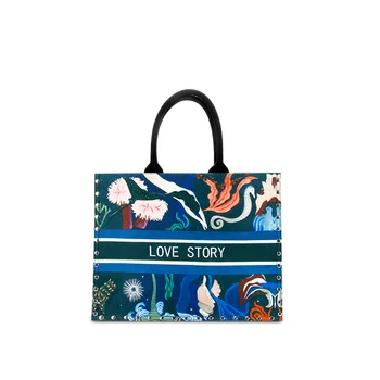 

Printed Bag Female 2020 New Large Tote Women Handbags Luxury Designer Colorful Floral Casual Tote Handbag Female Canvas Lady Bag