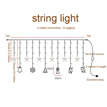 

Extra Long Home LED String Light Hanging Party Garden Fairy Lamp Festival Patio Christmas Decor Window Curtain Copper Core