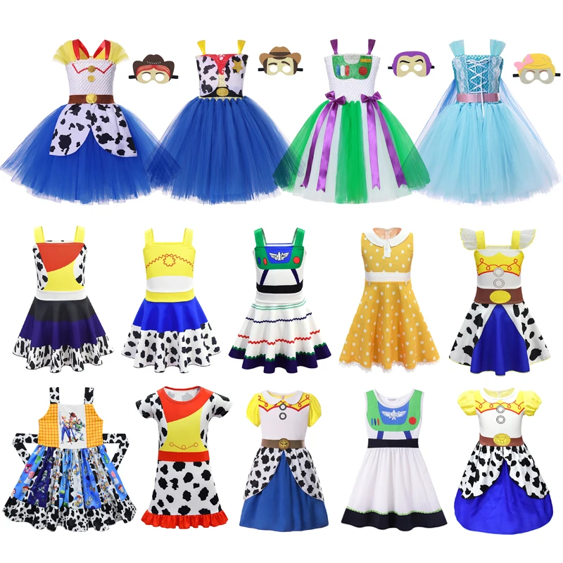 Disney Toy Story 4 Role Playing Dress Girl Buzz Lightyear Jessie Woody Gabby Costume Kid Casual Clothes Anime Frock Bo Peep Tutu |