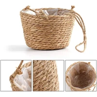 Hanging Planter Straw Rope Woven Wall Hanging Plant Storage Basket  Flower Pot Hanger For Wall Decoration Countyard Garden 5